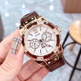 Guess Limelight Analog White Dial Brown Leather Strap Watch For Women - W0775l14 Buy Now By Guess
