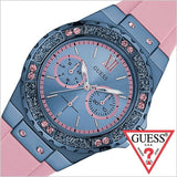 Guess Limelight Blue Dial Pink Rubber Strap Watch For Women - W0775L5 Buy Now By Guess