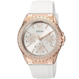 Guess Starlight Diamonds White Dial White Rubber Strap Watch for Women - W0846L5 Buy Now By Guess