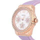 Guess Starlight Diamonds White Dial Purple Rubber Strap Watch for Women - W0846L6 Buy Now By Guess