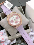 Guess Starlight Diamonds White Dial Purple Rubber Strap Watch for Women - W0846L6 Buy Now By Guess