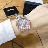 Guess Starlight Diamonds White Dial Purple Rubber Strap Watch for Women - W0846L6 Buy Now By Guess