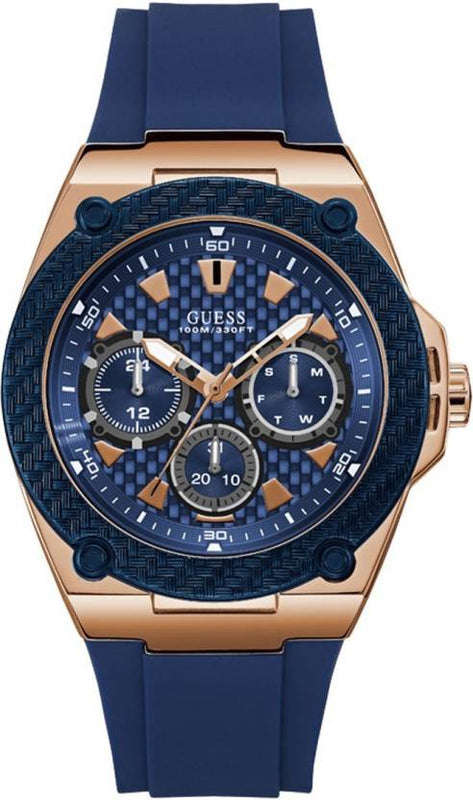 Guess Legacy Chronograph Blue Dial Blue Rubber Strap Watch For Men - W1049G9 Buy Now By Guess