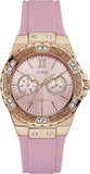 Guess Rose Gold Dial with Diamonds Pink Rubber Strap Watch For Women - W1053L3 Buy Now By Guess