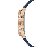 Guess Confetti Diamonds Gold Dial Blue Rubber Strap Watch For Women - W1098L6 Buy Now By Guess