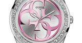 Guess G-Twist Diamonds Silver Dial Pink Rubber Strap Watch for Women - W1240L1 Buy Now By Guess