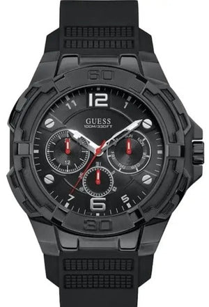 Guess Genesis Quartz Black Dial Black Silicone Strap Watch For Men - W1254G2 Buy Now By Guess