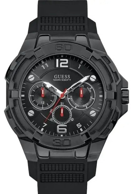 Guess Genesis Quartz Black Dial Black Silicone Strap Watch For Men - W1254G2 Buy Now By Guess