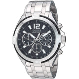 Guess Surge Chronograph Black Dial Silver Steel Strap Watch for Men - W1258G1 Buy Now By Guess