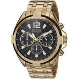 Guess Surge Chronograph Black Dial Gold Steel Strap Watch for Men - W1258G2 Buy Now By Guess