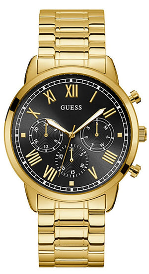 Guess Hendrix Multifunction Black Dial Gold Steel Strap Watch for Men - W1309G2 Buy Now By Guess