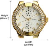 Guess Mini Prism Diamonds White Dial Gold Steel Strap Watch for Women - W15072L1 Buy Now By Guess