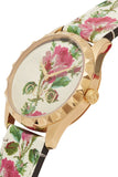Gucci G Timeless Floral Gold Dial White Leather Strap Watch For Women - YA1264084 Buy Now By Gucci