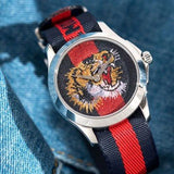 Gucci G Timless Le Marche Des Merveilles Blue & Red Dial Blue & Red Nylon Strap Unisex Watch - YA126495 Buy Now By Gucci