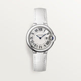 Cartier Ballon Bleu De Cartier Silver Dial White Leather Strap Watch for Women - W6920086 Buy Now By Cartier