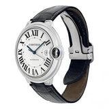 Cartier Ballon Bleu de Cartier Silver Dial Black Leather Strap Watch for Men - WSBB0026 Buy Now By Cartier