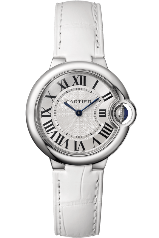 Cartier Ballon Bleu De Cartier Silver Dial White Leather Strap Watch for Women - W6920086 Buy Now By Cartier