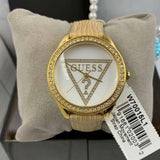 Guess Mini Triangle Quartz White Dial Gold Leather Strap Watch For Women - W70015l1 Buy Now By Guess