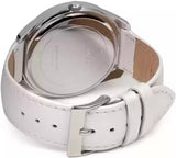 Guess Rosette Analog White Dial White Leather Strap Watch For Women - W75043L1 Buy Now By Guess