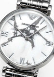 Emporio Armani Gianni T Bar White Marble Dial Silver Steel Strap Watch For Women - AR11170 Buy Now By Emporio Armani