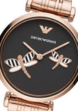 Emporio Armani Gianni T Bar Black Dial Rose Gold Steel Strap Watch For Women - AR11206 Buy Now By Emporio Armani