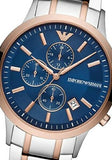 Emporio Armani Renato Chronograph Blue Dial Two Tone Steel Strap Watch For Men - AR80025 Buy Now By Emporio Armani