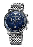 Emporio Armani Aviator Chronograph Blue Dial Silver Steel Strap Watch For Men - AR11238 Buy Now By Emporio Armani