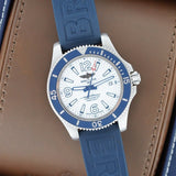 Breitling Superocean II Automatic 42mm White Dial Blue Rubber Strap Watch for Men - A17366D81A1S2 Buy Now By Breitling