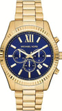 Michael Kors Lexington Chronograph Blue Dial Gold Steel Strap Watch for Men - MK9153 Buy Now By Michael Kors