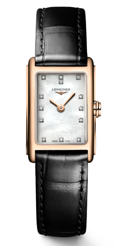 Longines Dolcevita Diamonds Mother of Pearl White Dial Black Leather Strap Watch for Women - L5.258.8.87.0 Buy Now By Longines