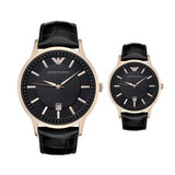 Emporio Armani Renato Quartz Black Dial Black Leather Strap Watch For Men - AR2425 Buy Now By Emporio Armani