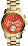 Michael Kors Runway Chronograph Orange Dial Gold Steep Strap Watch For Women - MK6162 Buy Now By Michael Kors