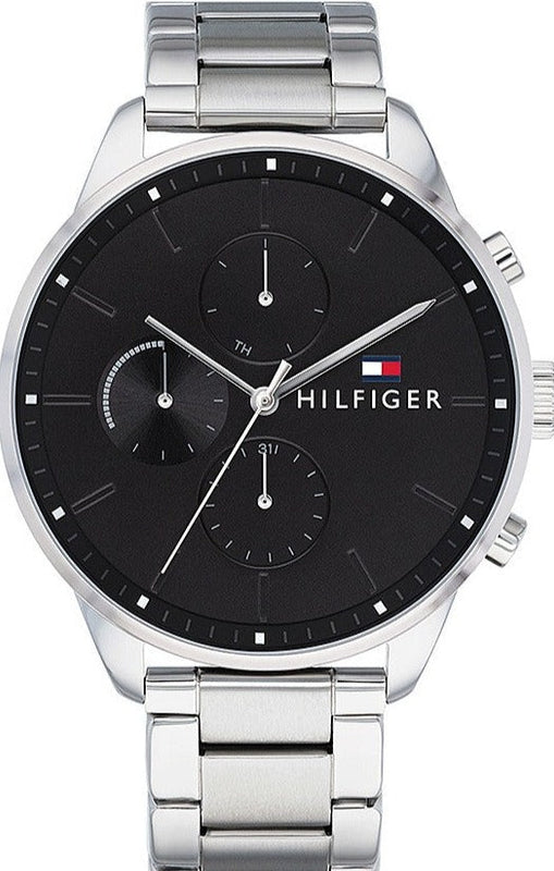 Tommy Hilfiger Chase Quartz Black Dial Silver Steel Strap Watch For Men - 1791485 Buy Now By Tommy Hilfiger