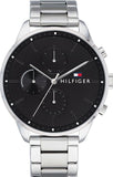 Tommy Hilfiger Chase Quartz Black Dial Silver Steel Strap Watch For Men - 1791485 Buy Now By Tommy Hilfiger