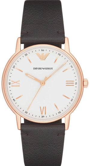 Emporio Armani Dress Quartz White Dial Brown Leather Strap Watch For Men - AR11011 Buy Now By Emporio Armani