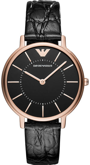 Emporio Armani Kappa Quartz Black Dial Black Leather Strap Watch For Women - AR11064 Buy Now By Emporio Armani