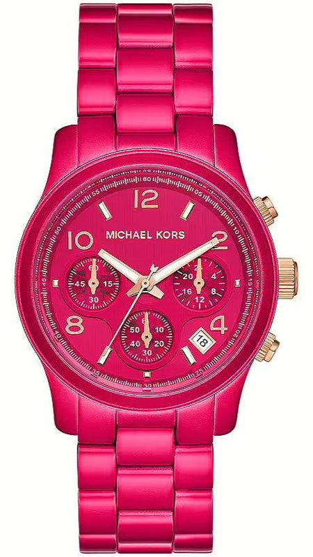Michael Kors Runway Chronograph Limited Edition Pink Dial Pink Steel Strap Watch for Women - MK7478LE Buy Now By Michael Kors