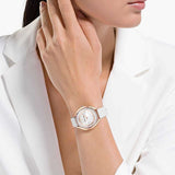 Swarovski Crystalline Aura Silver Dial White Leather Strap Watch for Women - 5519453 Buy Now By Swarovski