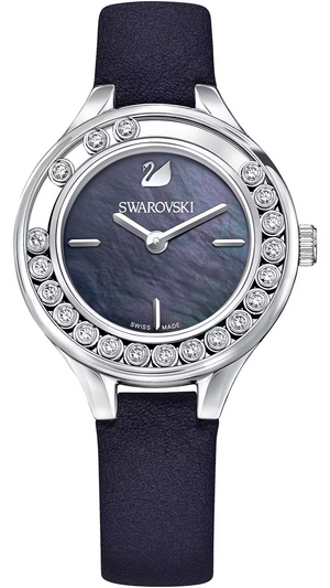 Swarovski Lovely Crystals Mother of Pearl Black Dial Black Leather Strap Watch for Women - 5242898 Buy Now By Swarovski