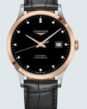 Longines Record Black Dial Black Leather Strap Watch for Men - L2.821.5.57.2 Buy Now By Longines