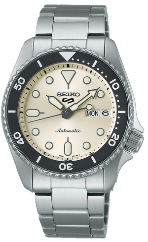Seiko 5 Sports SKX Automatic Cream Dial Silver Steel Strap Watch For Men - SRPK31K1 Buy Now By Seiko