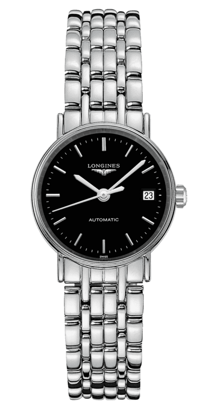 Longines Presence 25.5mm Automatic Black Dial Silver Steel Strap Watch for Women - L4.321.4.52.6 Buy Now By Longines