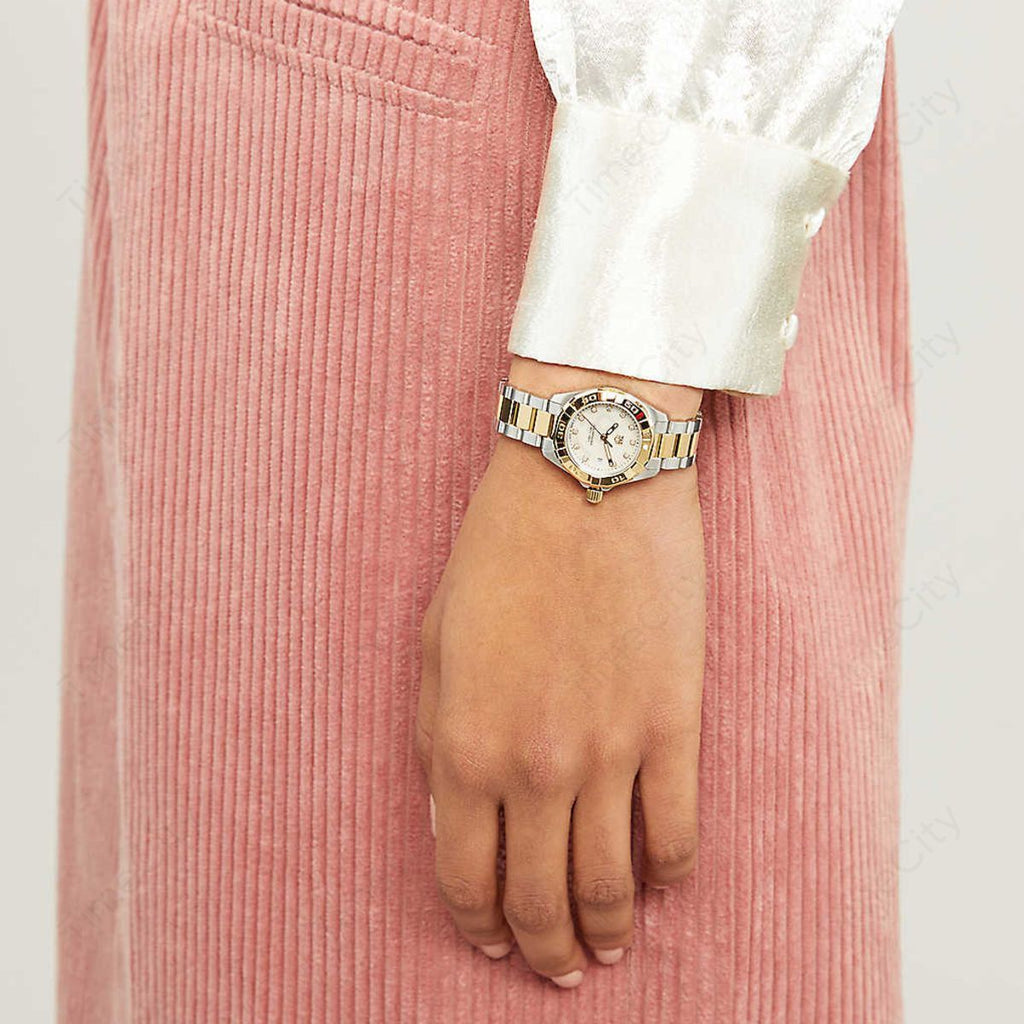 Tag Heuer Aquaracer Quartz Diamonds Mother of Pearl Dial Two Tone Steel Strap Watch for Men - WBD1422.BB0321