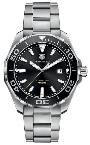 Tag Heuer Aquaracer Quartz Black Dial Silver Steel Strap Watch for Men - WAY101A.BA0746 Buy Now By Tag Heuer