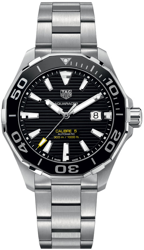 Tag Heuer Aquaracer Black Dial Silver Steel Strap Strap Watch for Men - WAY201A.BA0927 Buy Now By Tag Heuer