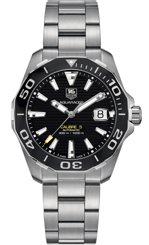 Tag Heuer Aquaracer Automatic Black Dial Silver Steel Strap Watch for Men - WAY211A.BA0928 Buy Now By Tag Heuer