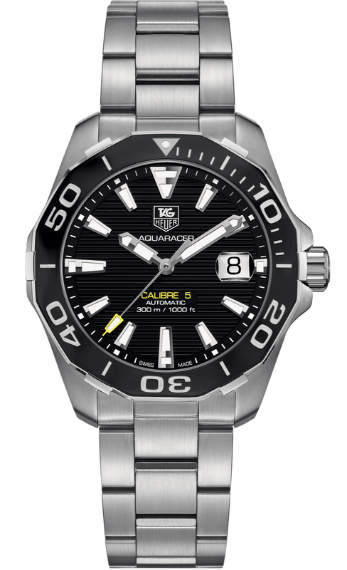 Tag Heuer Aquaracer Automatic Black Dial Silver Steel Strap Watch for Men - WAY211A.BA0928 Buy Now By Tag Heuer