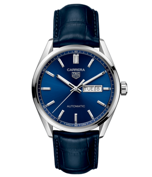 Tag Heuer Carrera Day Date Blue Dial Blue Leather Strap Watch for Men - WBN2012.FC6502 Buy Now By Tag Heuer