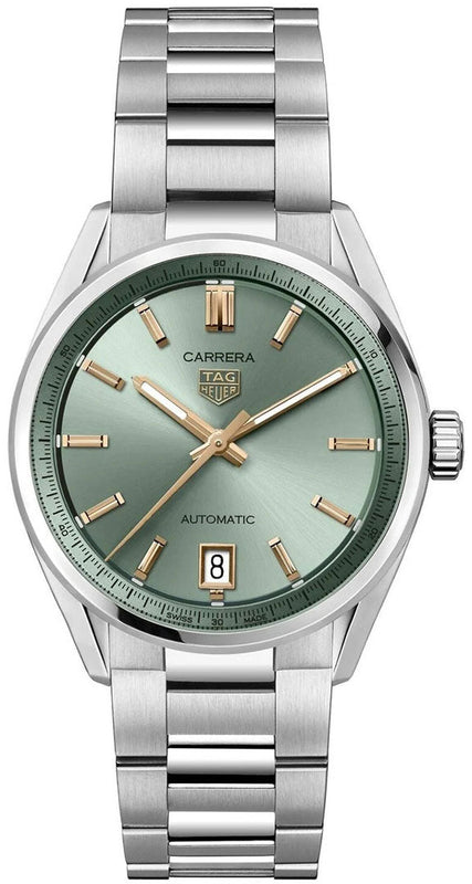 Tag Heuer Carrera Date Automatic 18K Green Dial Silver Steel Strap Watch for Women - WBN2312.BA0001 Buy Now By Tag Heuer