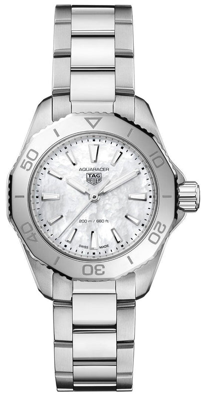 Tag Heuer Aquaracer Professional 200 Quartz Mother of Pearl Dial Silver Steel Strap Watch for Women - WBP1418.BA0622 Buy Now By Tag Heuer